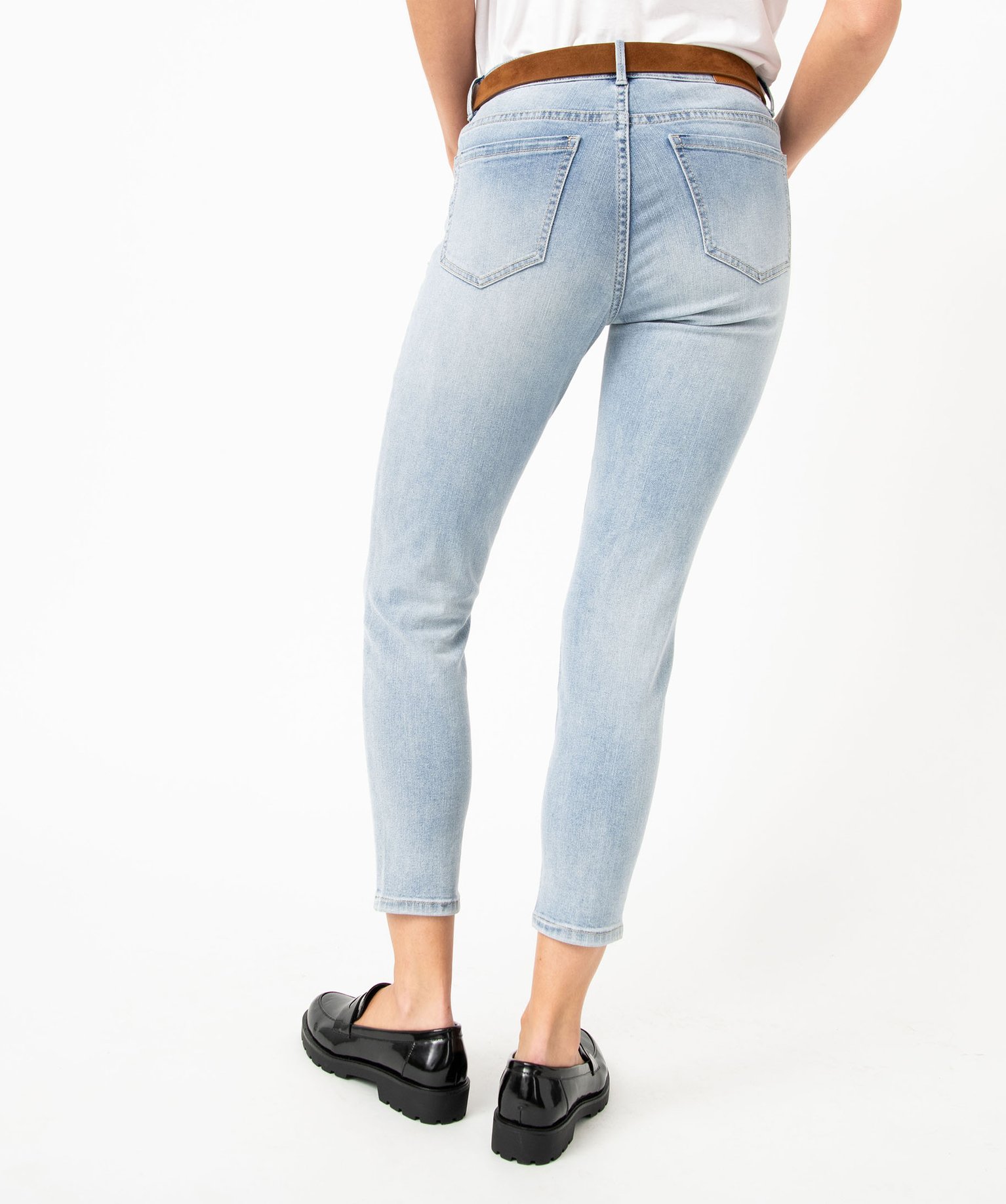 Jean slim longueur 7/8ème avec ceinture femme stone | GEMO