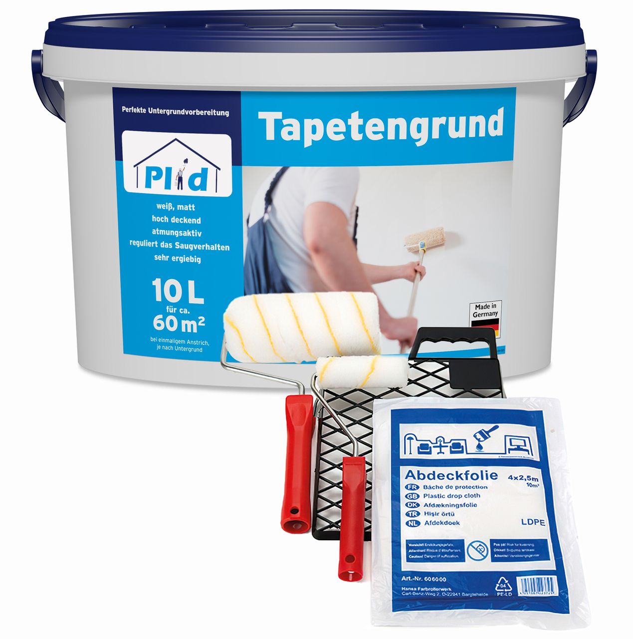 Plid Premium Tapetengrund Tapetengrundierung Grundierung Set Weiß