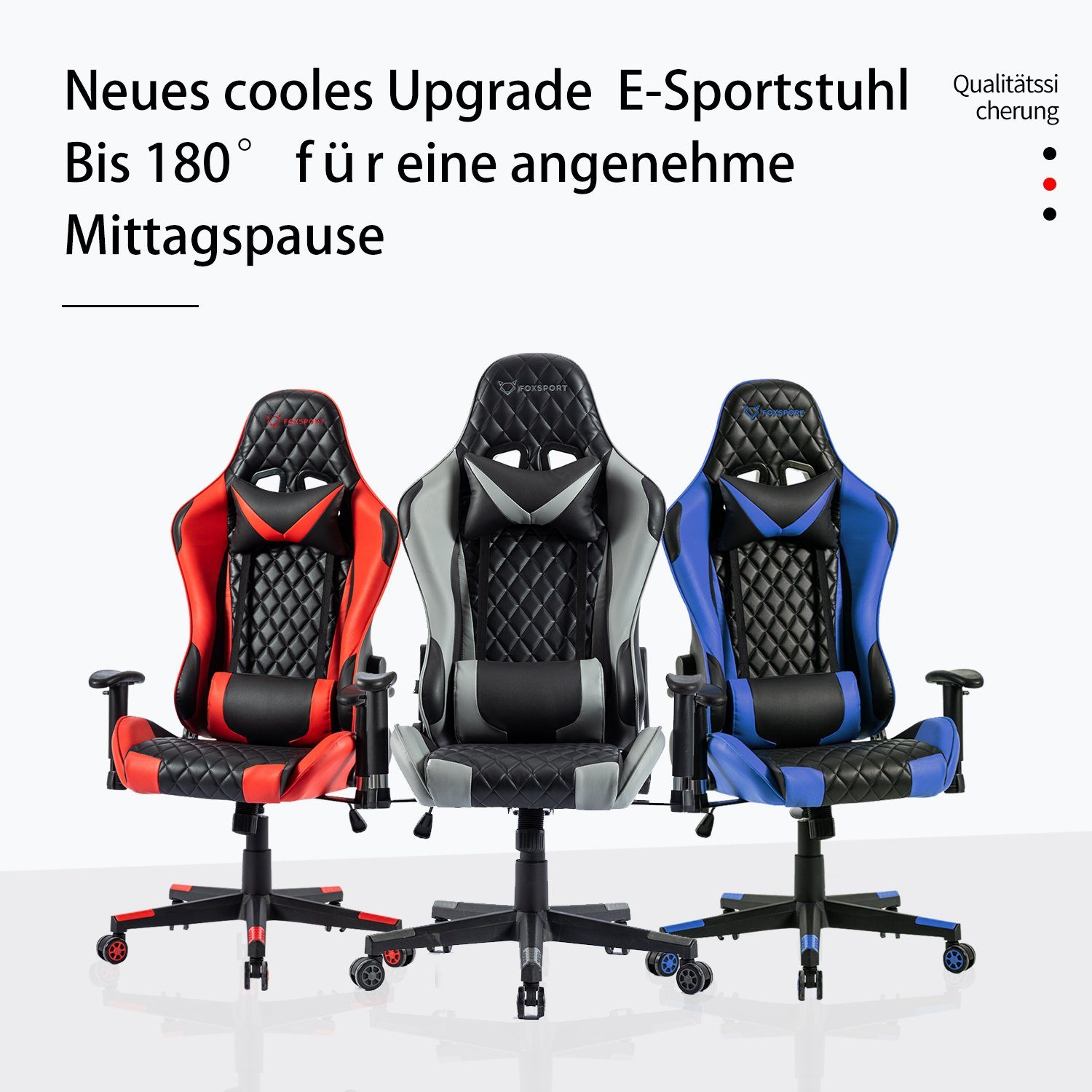 IKIDO Gaming-Stuhl Ergonomischer Spielestuhl (Professioneller Gamingstuhl), Verstellbare Rückenlehne, Ergonomischer Rahmen, Stoßdämpfendes Kissen
