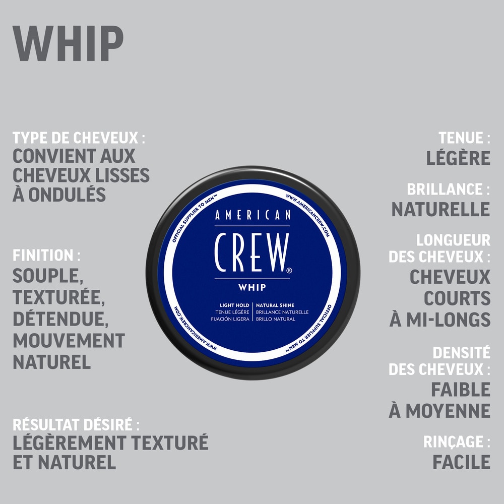 american crew Crème Coiffante, Texture Fouetté, Tenu Lègère, Brillance Naturelle Cire de coiffage