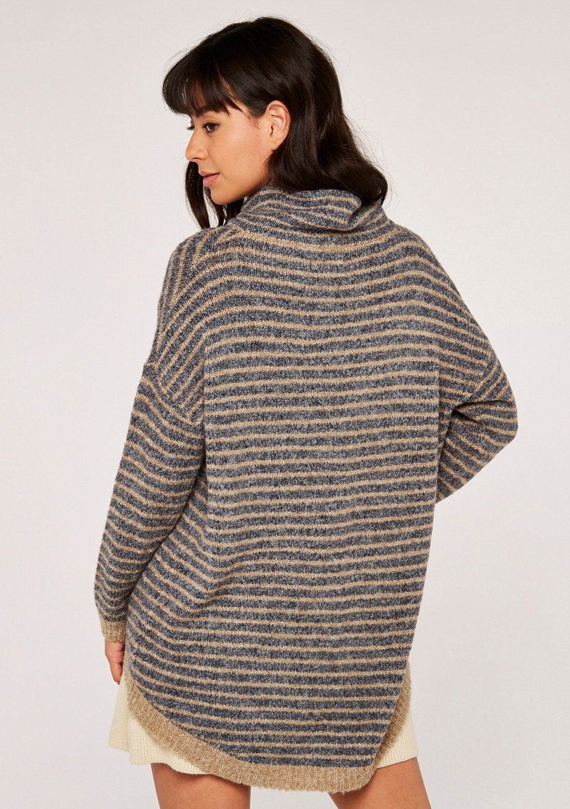 Apricot Rollkragenpullover High Neck Stripe Boucle Jumper (1-tlg) mit Streifen