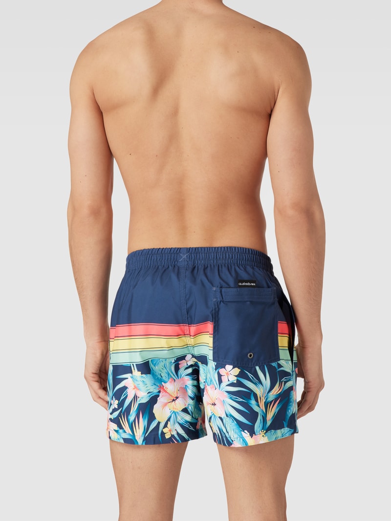 Badehose mit Allover-Muster Modell 'SPORT' in blau