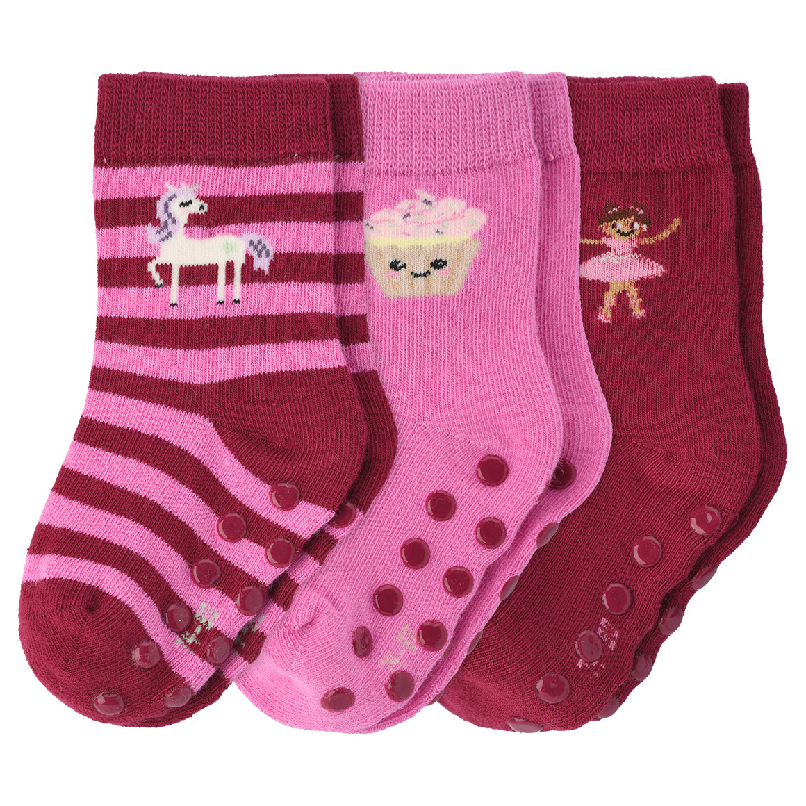 3 Paar Baby Stoppersocken mit Bio-Baumwolle