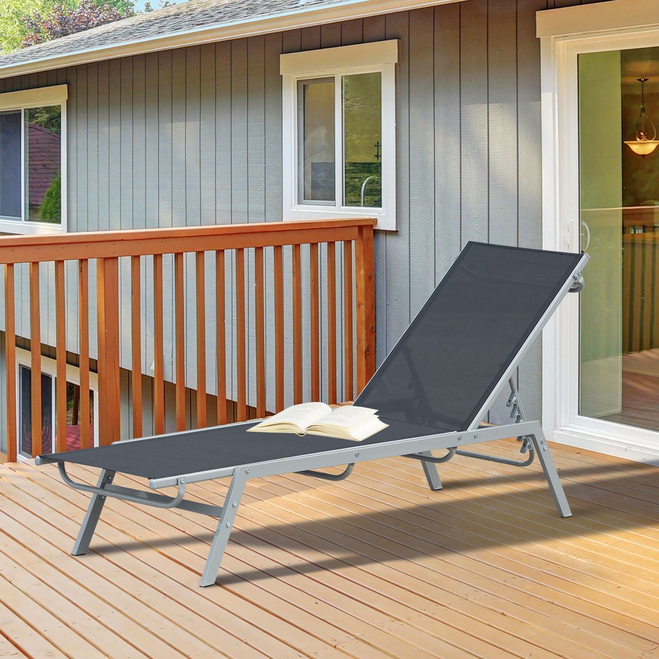 Outsunny Garten-Sonnenliege Metall 170 x 58 x 97 cm