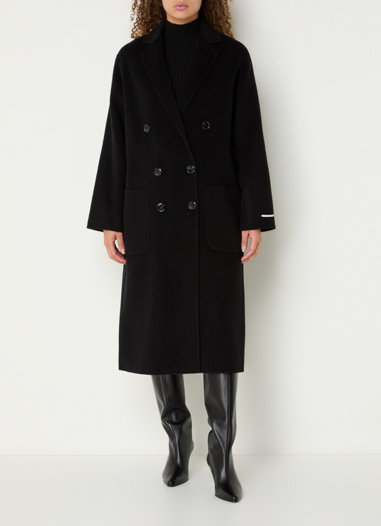Max & Co Elemento double-breasted coat in virgin wool blend with checked design