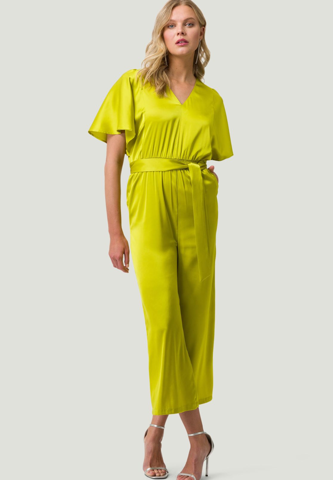 Jumpsuit Satin mit Stoffgürtel
