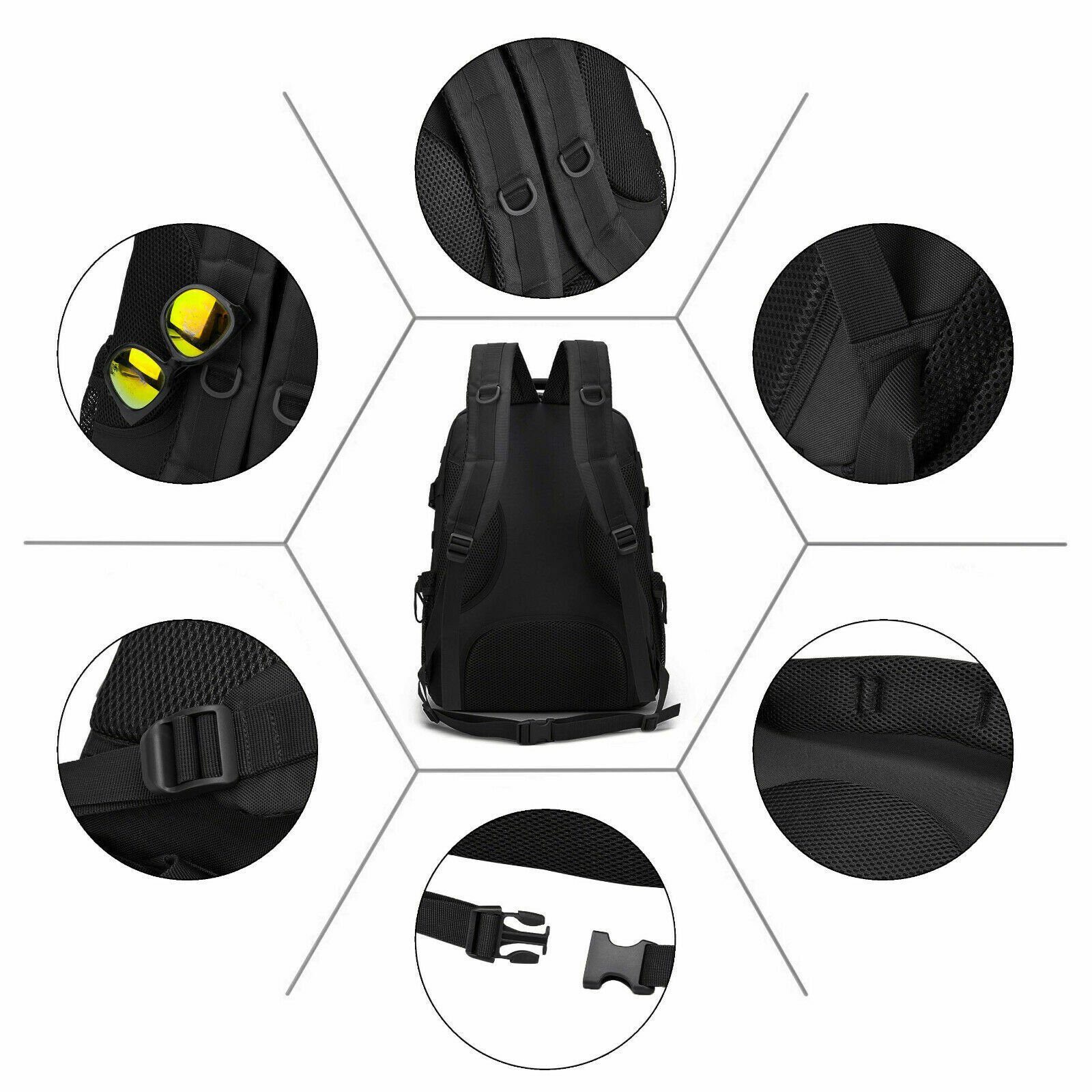 Directin Tourenrucksack Rucksack Taktische Motorrad Wanderrucksack Outdoor Wasserdicht (Wandern, Radsport, Trekking, Camping), mit USB-Anschluss, Campus Daypack Jagdrucksack Schulrucksack