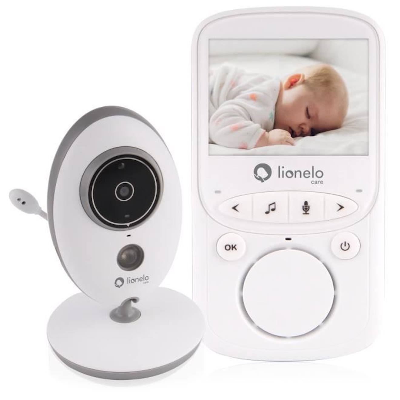 LIONELO Babyphone vidéo Babyline 5.1 double caméra vision nocturne indicateur température blanc