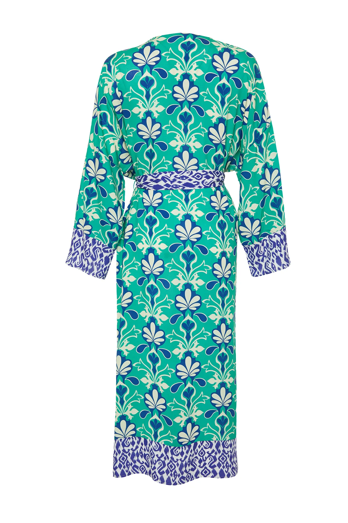 Trendyol Collection  Ethnisch gemusterter, gewebter Maxi-Kimono und Kaftan mit Gürtel TBESS21KM0171