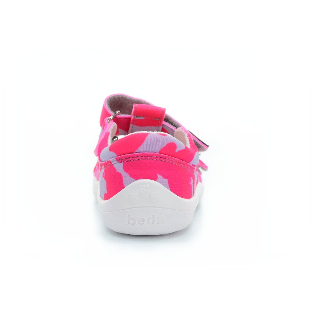 Beda Pink Military Barfußsandalen Klett (BF 0001 / SD / W / NP)