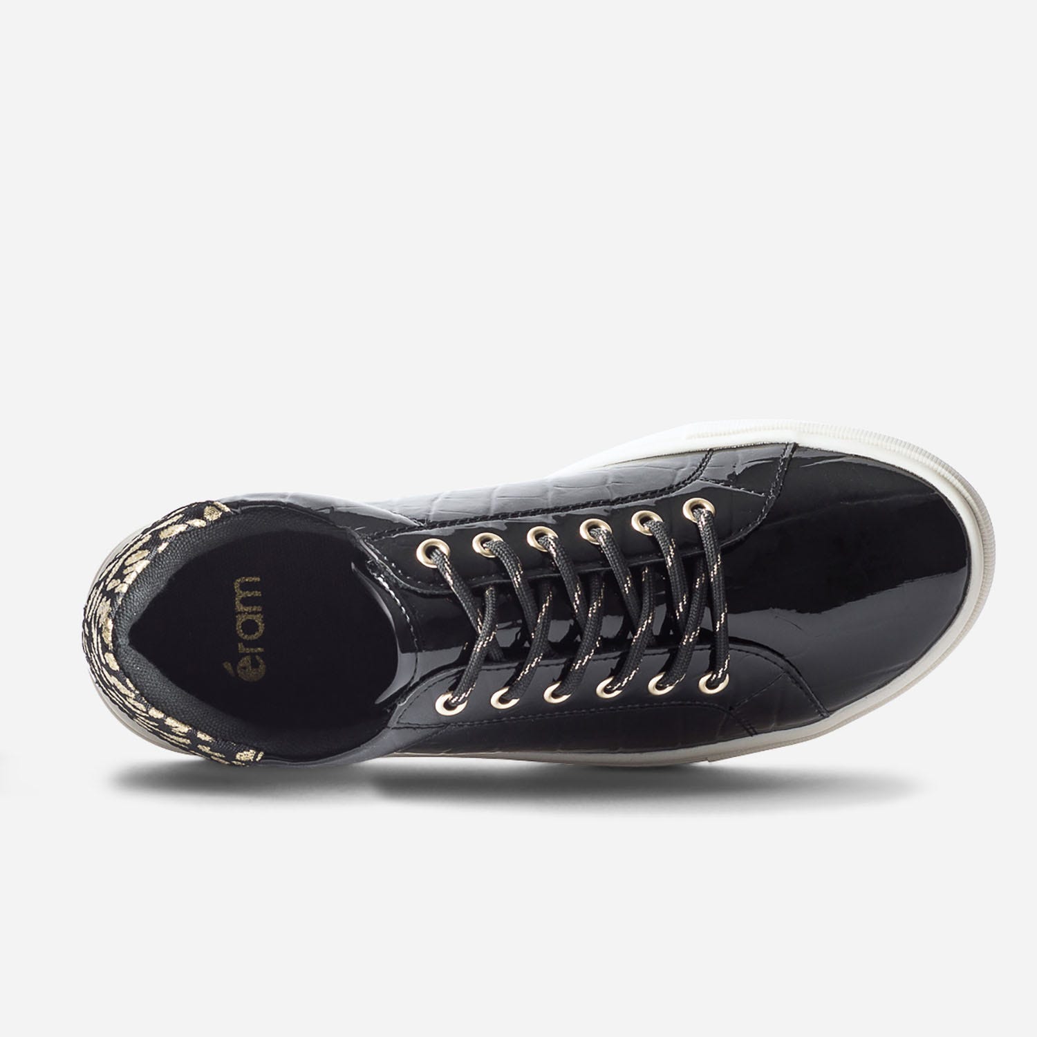 Tennis noire vernie embossé croco