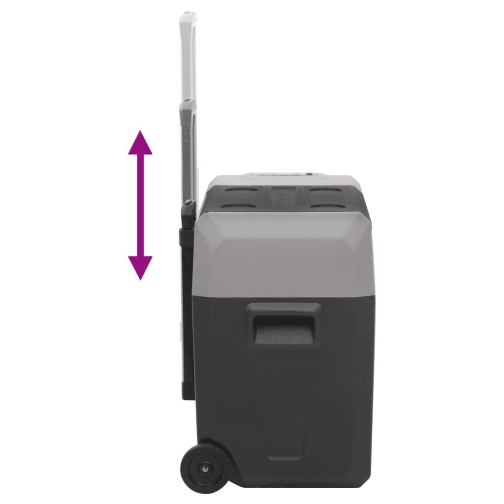 vidaXL Kühlbox Kompressor Kühlbox mit Rollen und Griff Schwarz Grau 40 L Camping Va