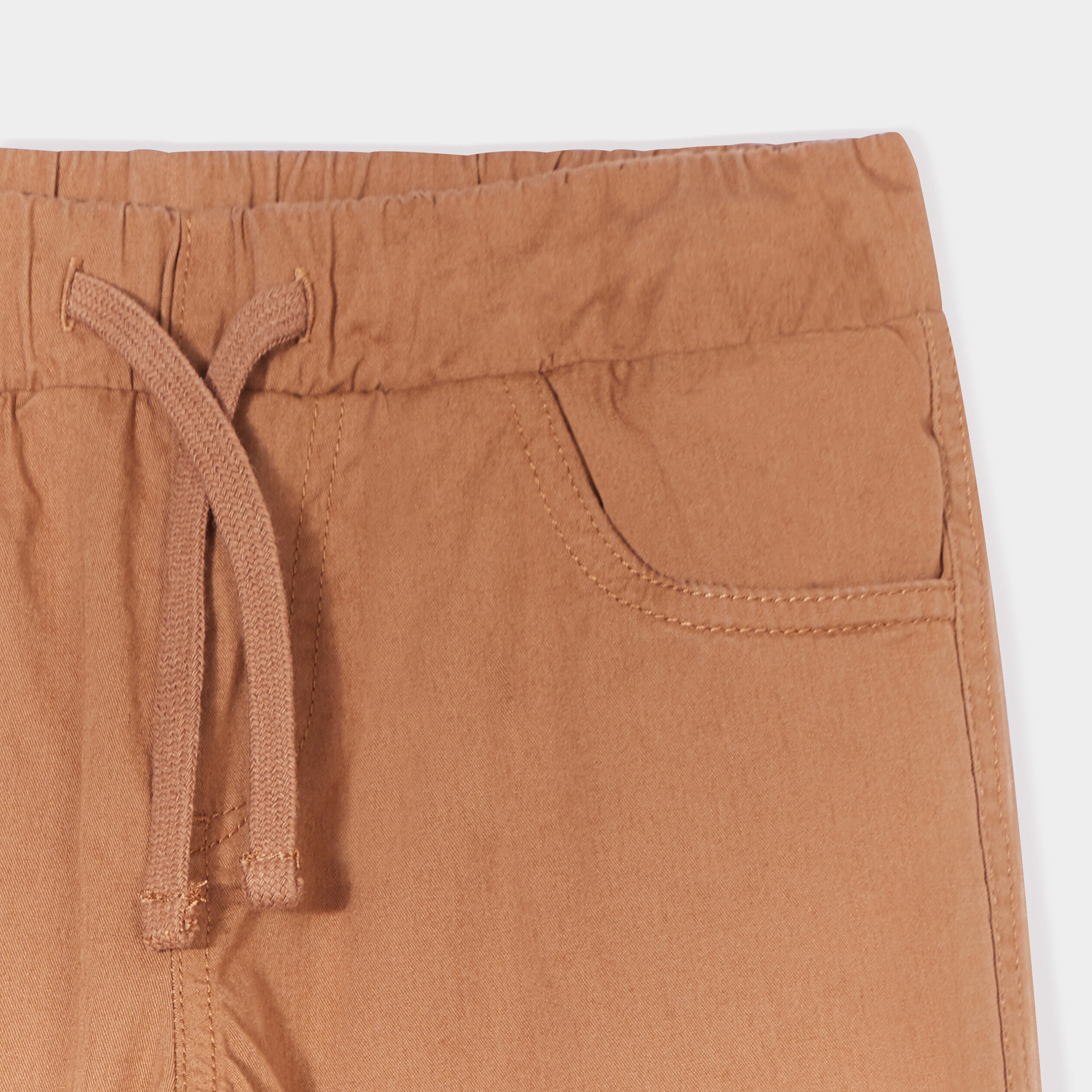 Pantalon regular taille élastiquée coton marron garçon | La Halle