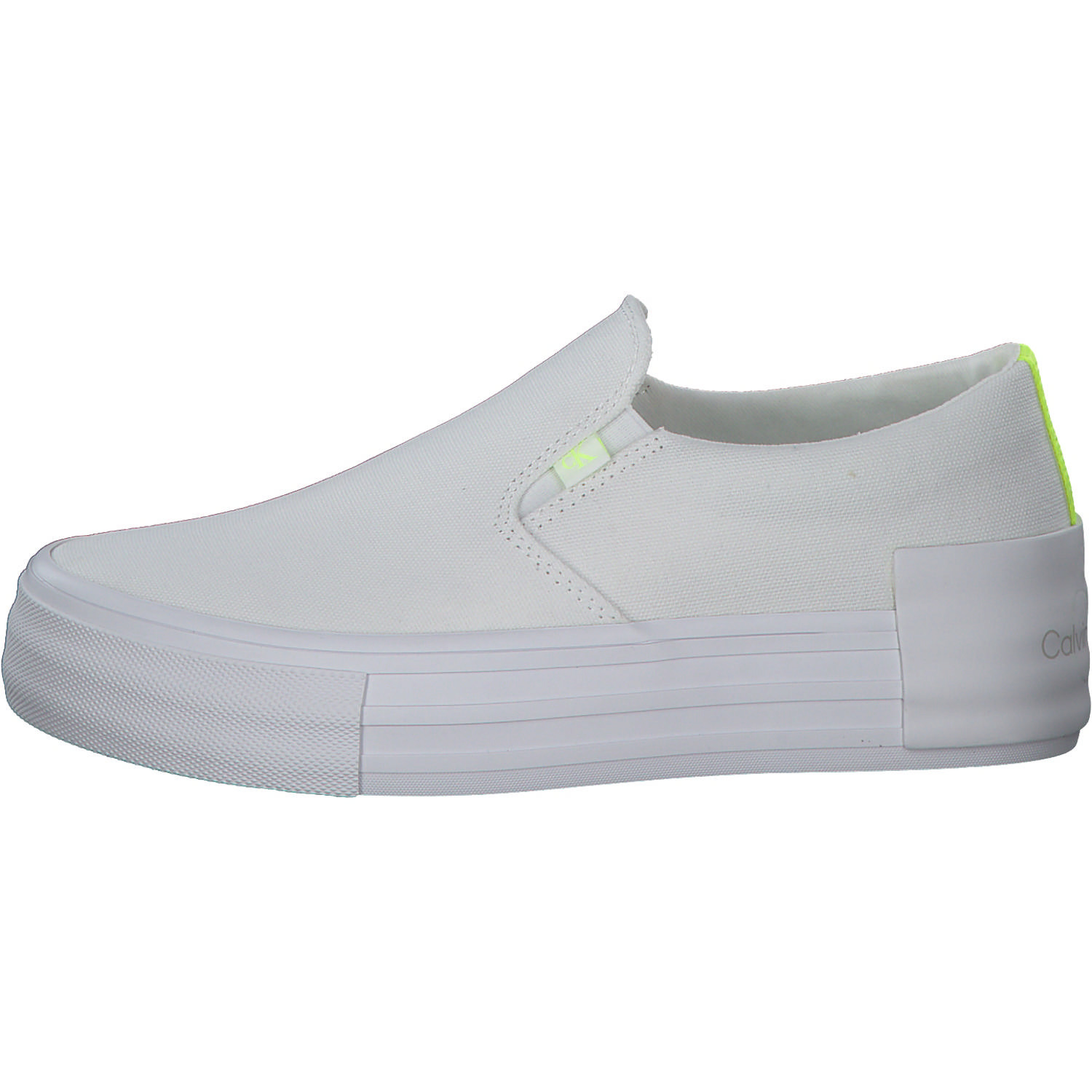 Calvin Klein YW0YW00905, Slipper, Damen, White/ Saftey Yellow