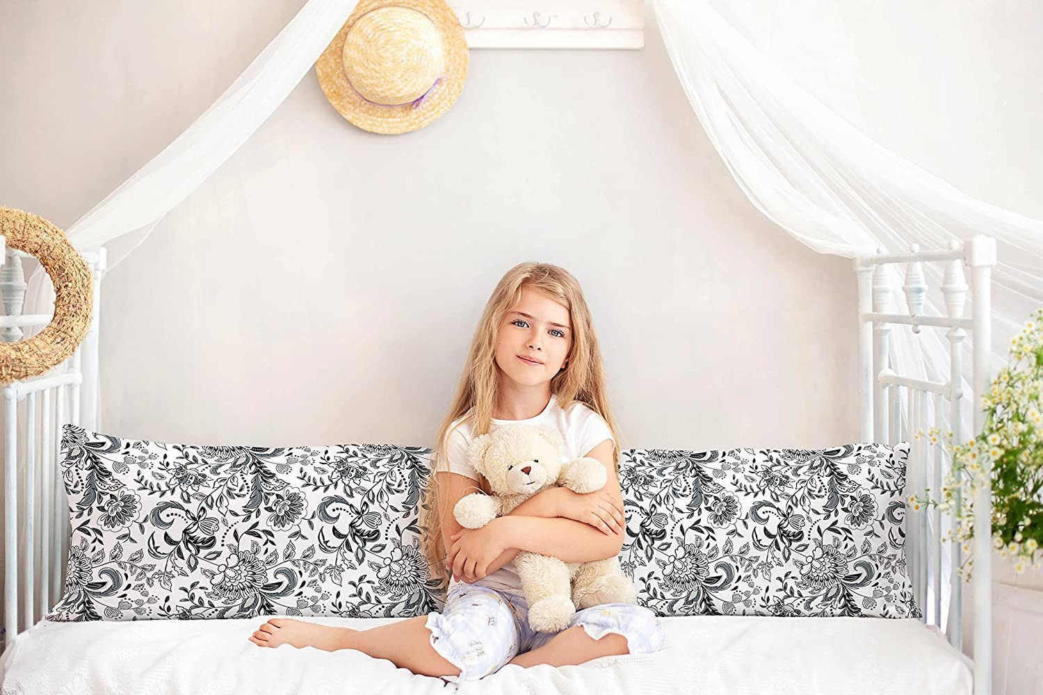 Amilian Seitenschläferkissen 150 cm x 40 cm (Made in EU), Stillkissen, Lagerungskissen, Schwangerschaftskissen zum Schlafen, Pregnancy Pillow, Lagerungskissen mit Bezug