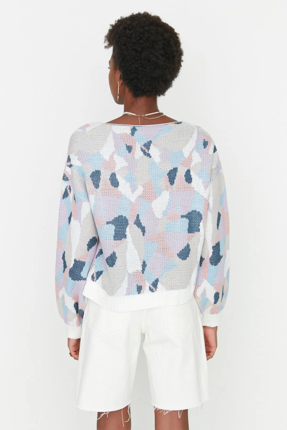 Trendyol Collection  Stone Wide Fit Strick-Cardigan mit Muster TWOAW22KZ1163