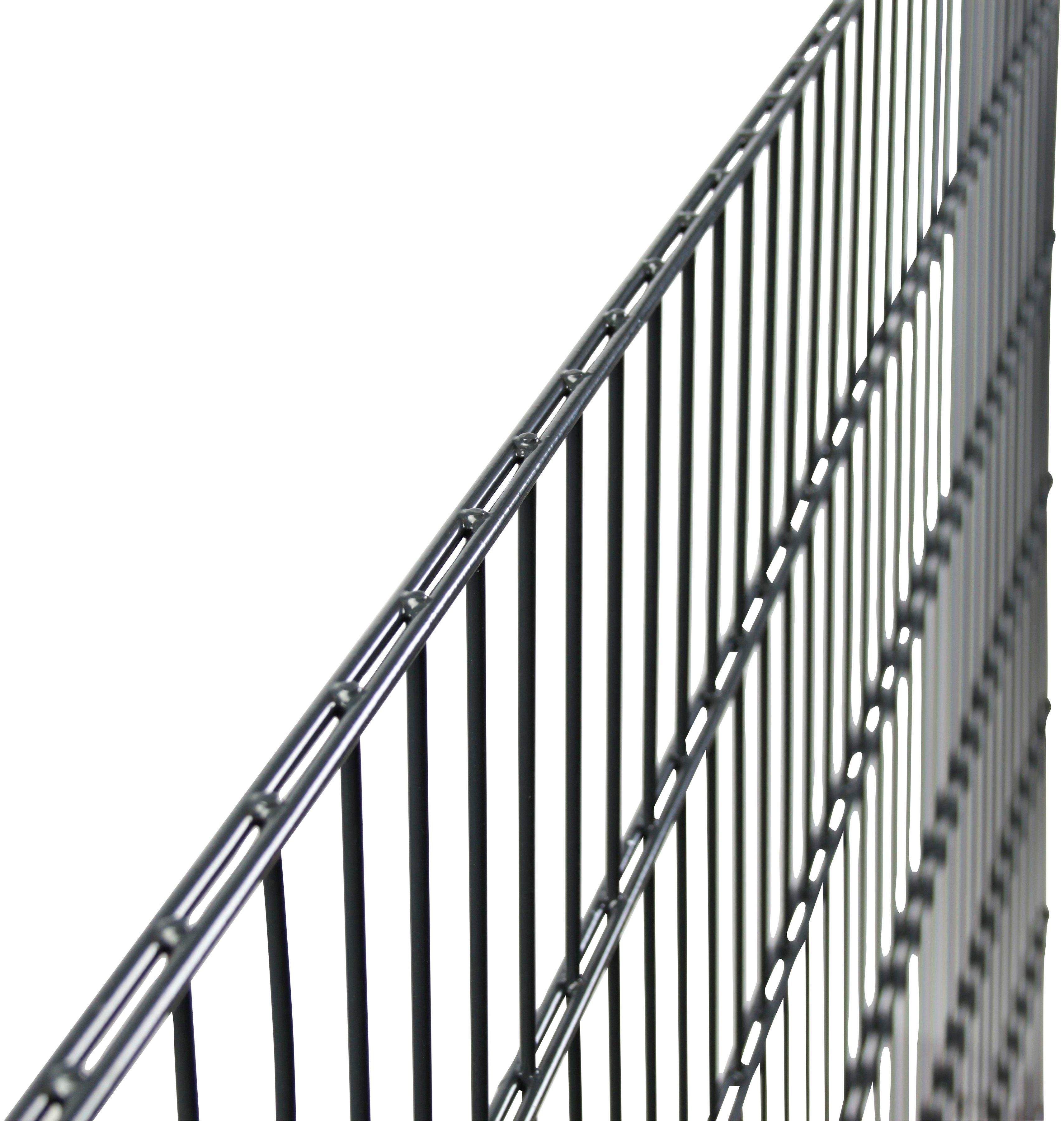 Alberts Doppelstabmattenzaun, (Set), anthrazit, 140 cm hoch, 5 Matten für 10 m, 6 Pfosten