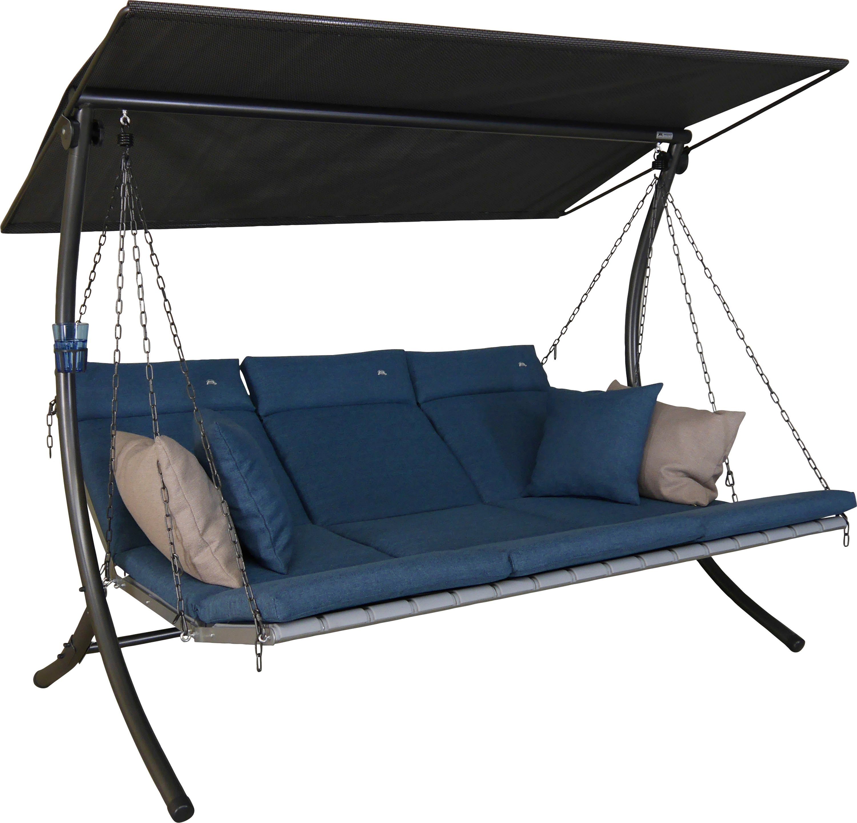 Angerer Freizeitmöbel Hollywoodschaukel Luxus Smart denim, 3-Sitzer, Bettfunktion, BxTxH: 210x145x160 cm
