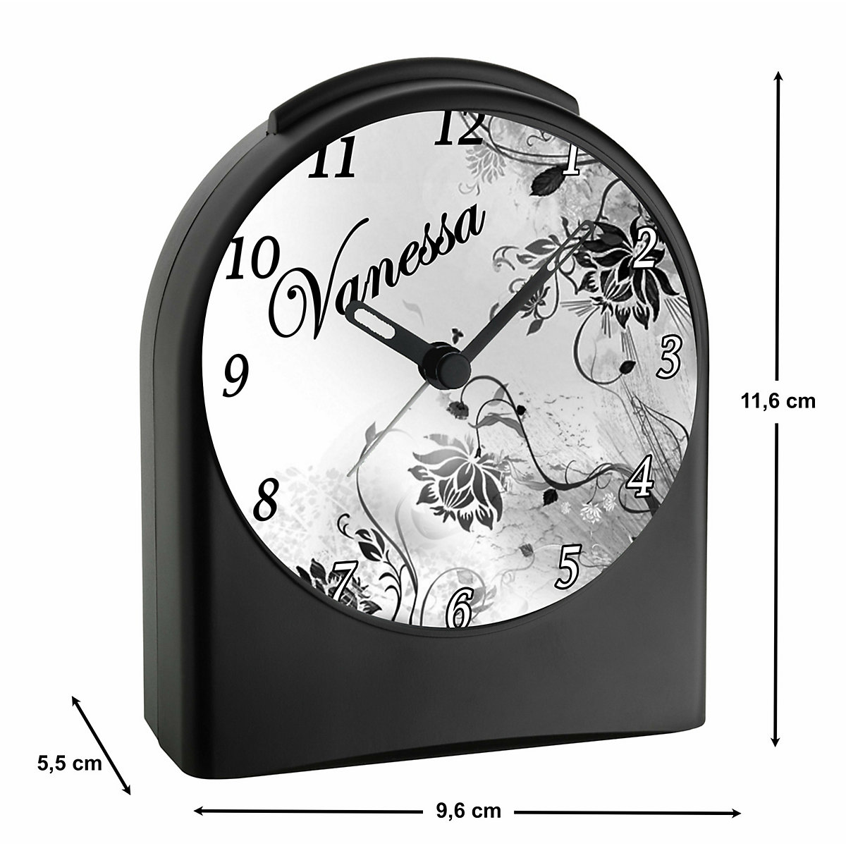 Kinder Funkwecker personalisiert mit Namen Blumen Atom-/Funkuhr, 12-Stunden-Anzeigeformat, Schlummerfunktion, Nachtlicht, Geräuschlos/Ohne Ticken