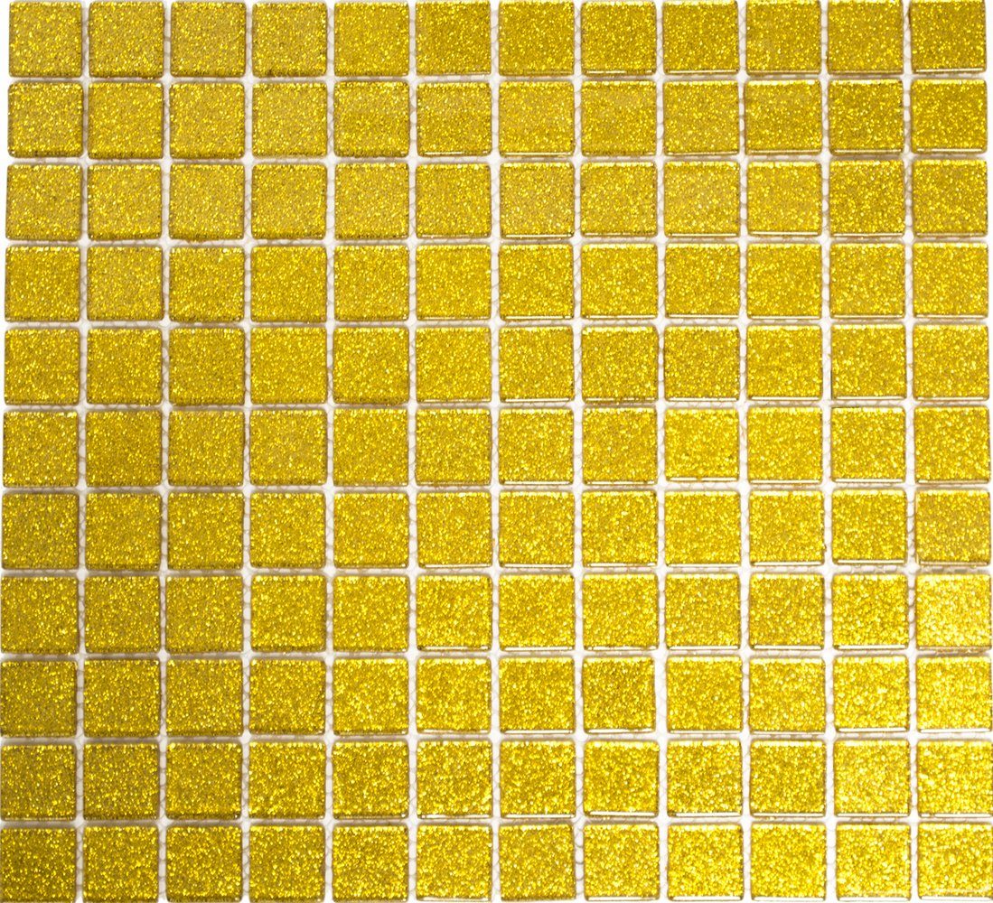 Mosani Mosaikfliesen Glasmosaik Crystal Mosaikfliesen gold glänzend / 10 Matten