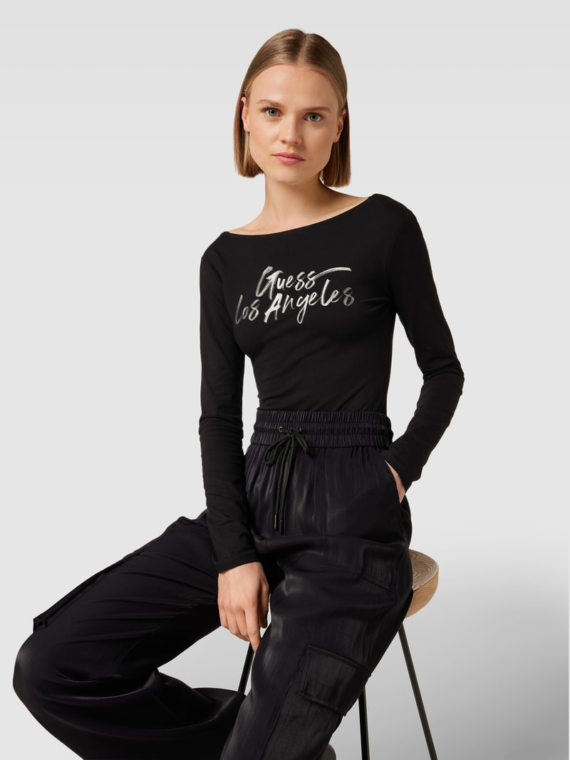 Body mit Label-Print Modell 'HEVELINA' in schwarz