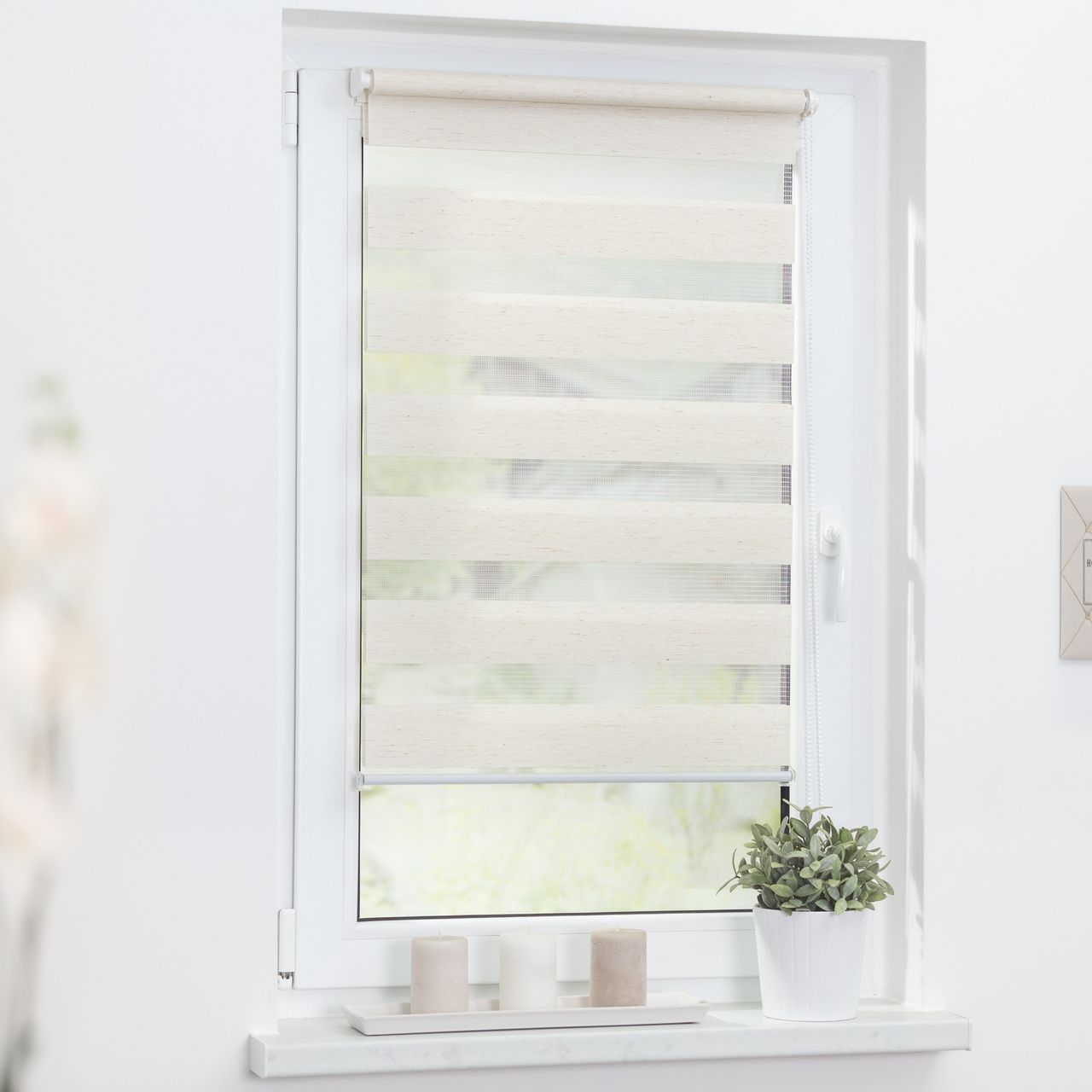 Lichtblick Duo-Rollo Klemmfix, ohne Bohren - Natur, 80 cm x 150 cm (B x L)