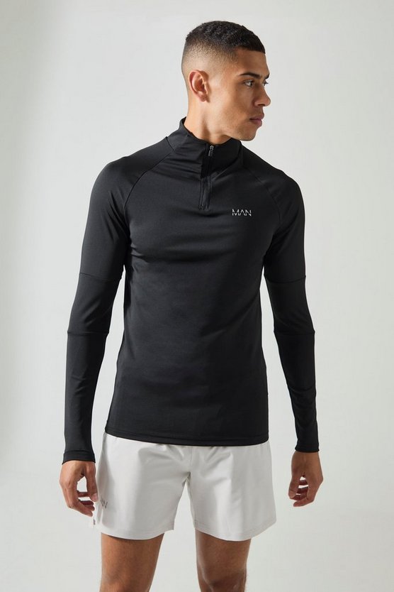 Man Active Raglan Trainingsoberteil mit 1/4 Reißverschluss