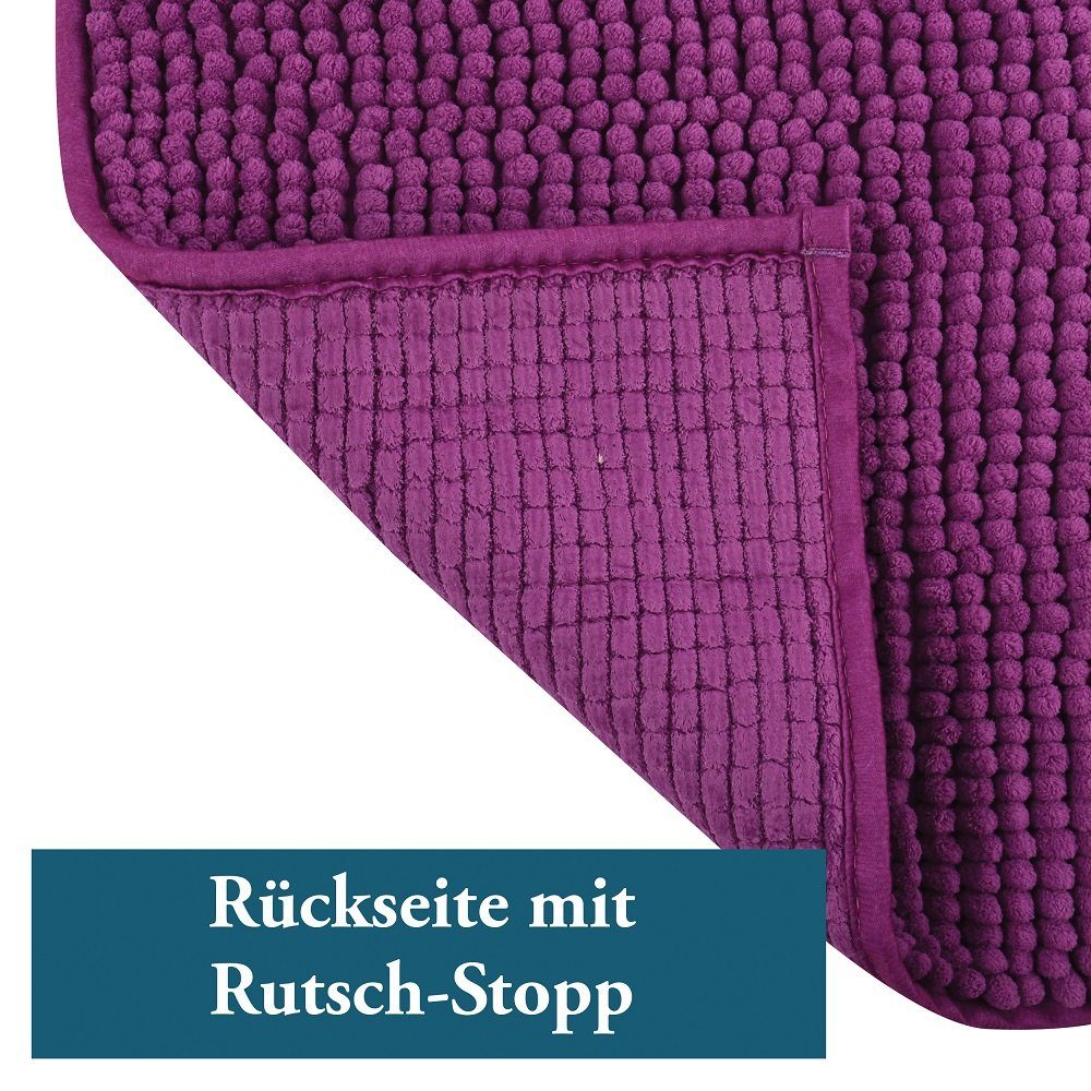 Badematte CHENILLE MSV, Höhe 12 mm, Badteppich, 100% Polyester Microfaser, Anti-Rutsch Beschichtung, mit praktischer Schlaufe zum Aufhängen, Waschbar 30°, Flauschig weich und warm, in 3 Größen erhältlich: 40 x 60, 50 x 80 und 60 x 90, viele angesagte