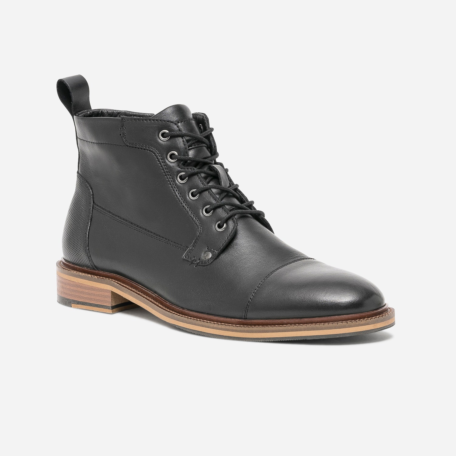 Boots à lacet noir éco-conçu en cuir