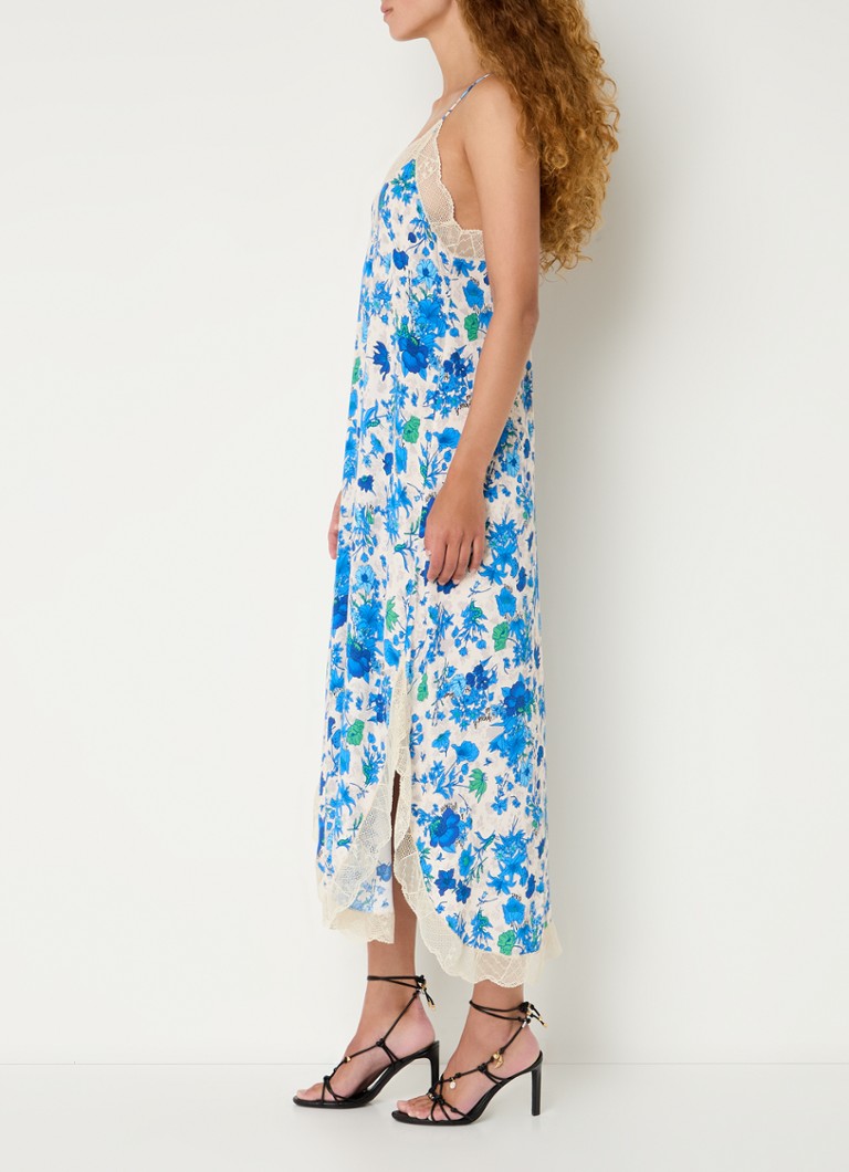 Rochie lungă Ristyll de la Zadig&Voltaire, decorată cu imprimeu floral și detalii din dantelă.