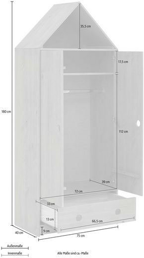 Lüttenhütt Jugendzimmer-Set Alpi, (Spar-Set, 3-St), Daybed, Schreibtisch mit Stauraum und Kleiderschrank in Hausoptik