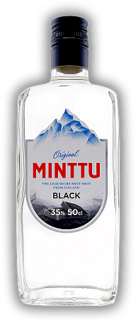 Minttu Black Pfefferminzlikör / Peppermint Liqueur 35% mit etwas Salmiak Geschmack Finland Minttu Black Pfefferminzlikör / Peppermint Liqueur 35% mit etwas Salmiak Geschmack Finland Äußerlich kalt und innen warm. 0,5	 Liter - Vol 35%