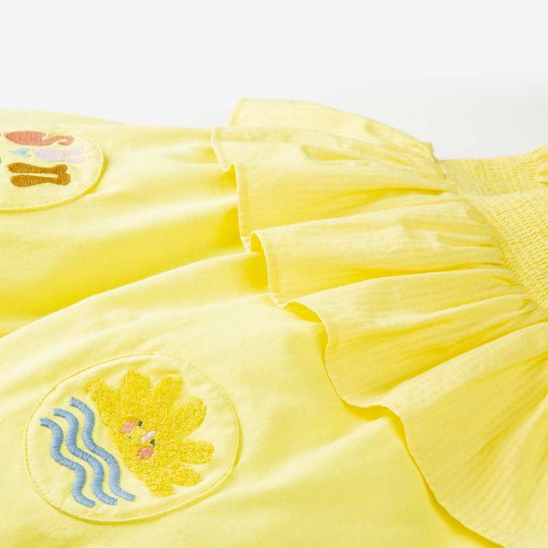 Combi bébé fille bi matière jaune Catimini