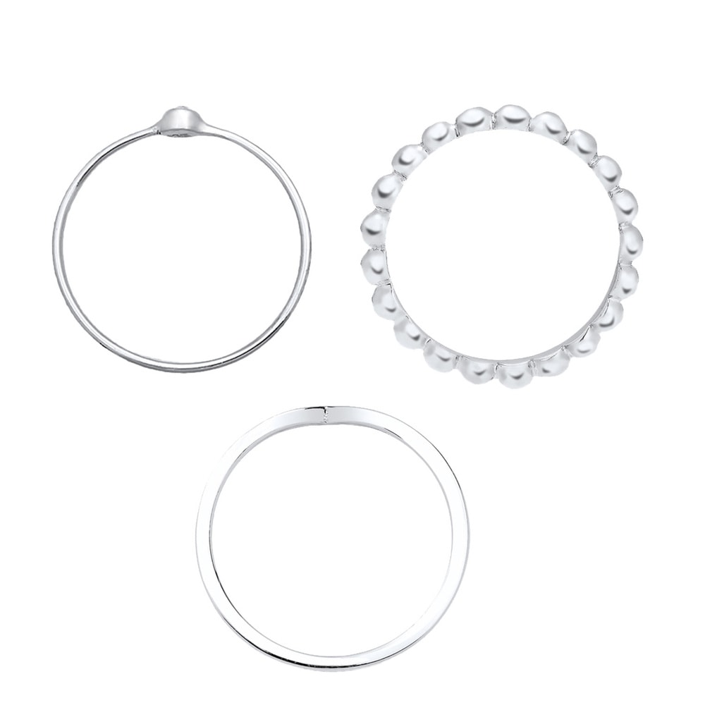 Elli Elli Bague Femme Ensemble de Base avec Cristal en Argent Sterling 925 Bague