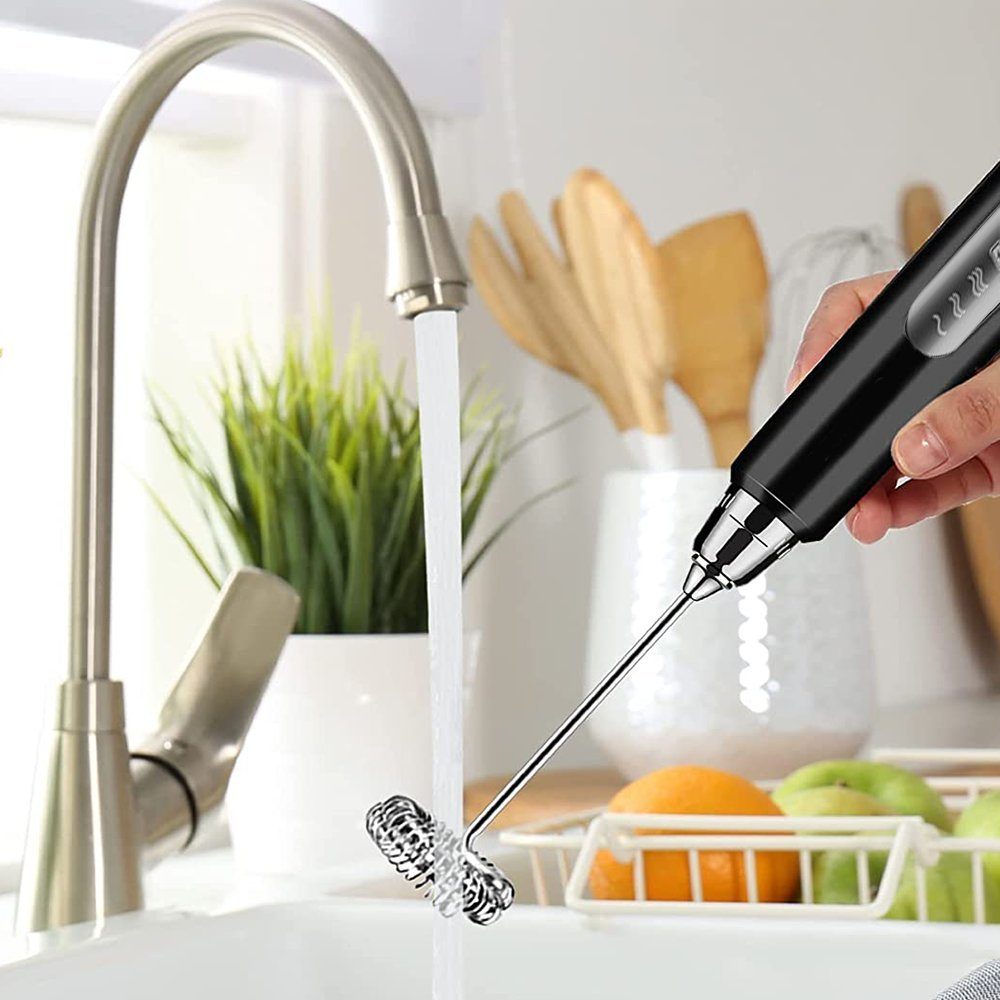 Blusmart Milchaufschäumer Elektrischer Doppel & Ballonquirl, 1 W, 3 Geschwindigkeiten Kaffeeaufschäumer
