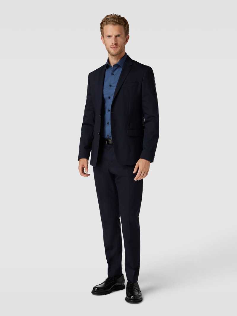 Super Slim Fit Business-Hemd mit Allover-Muster in marineblau
