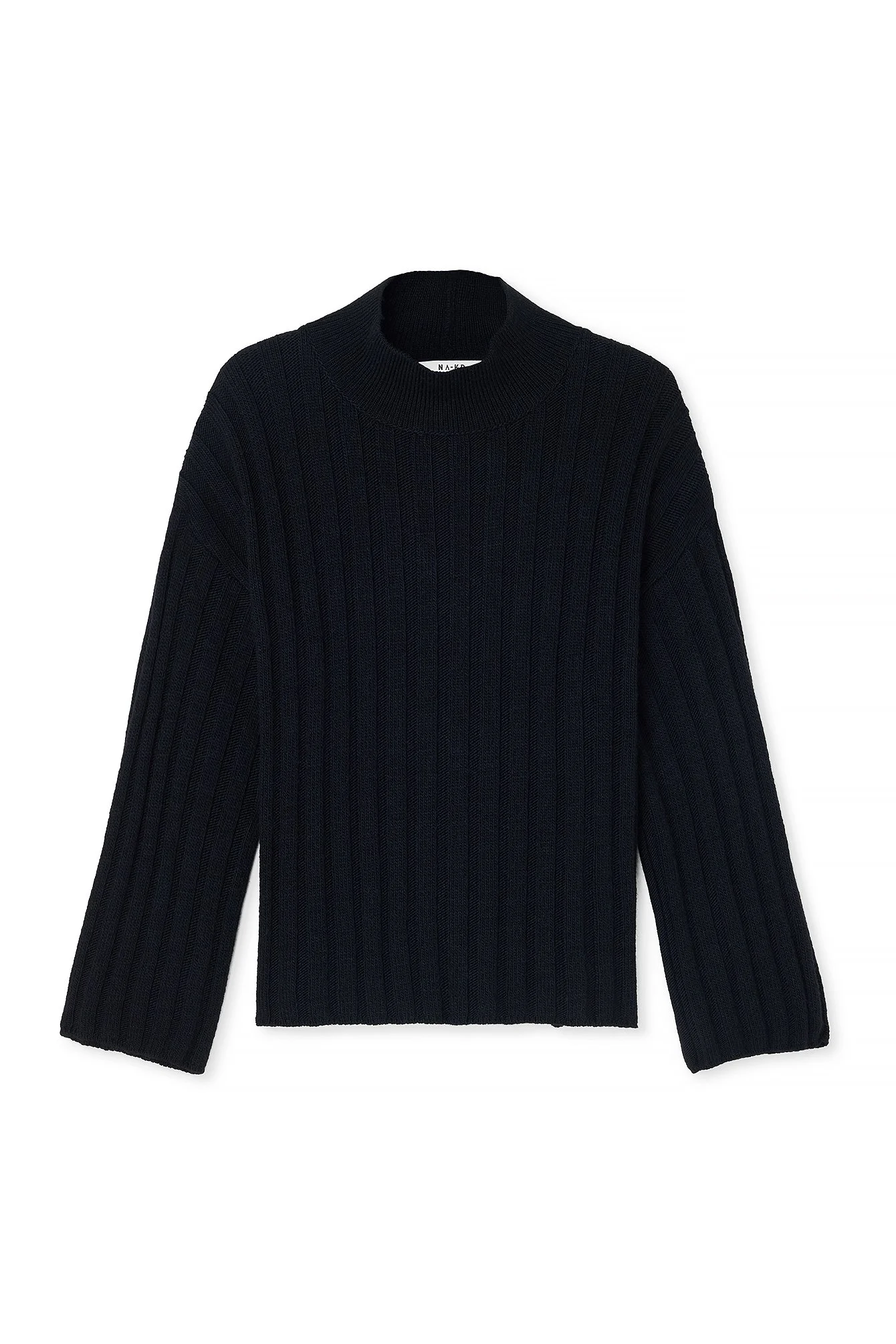 Gerippter Strickpullover mit Rollkragen