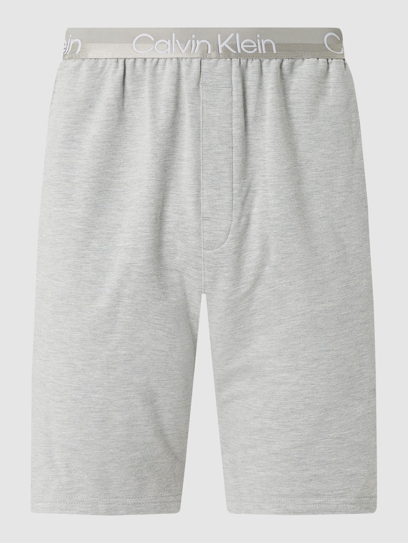 Sweatshorts mit Logo-Bund in mittelgrau meliert