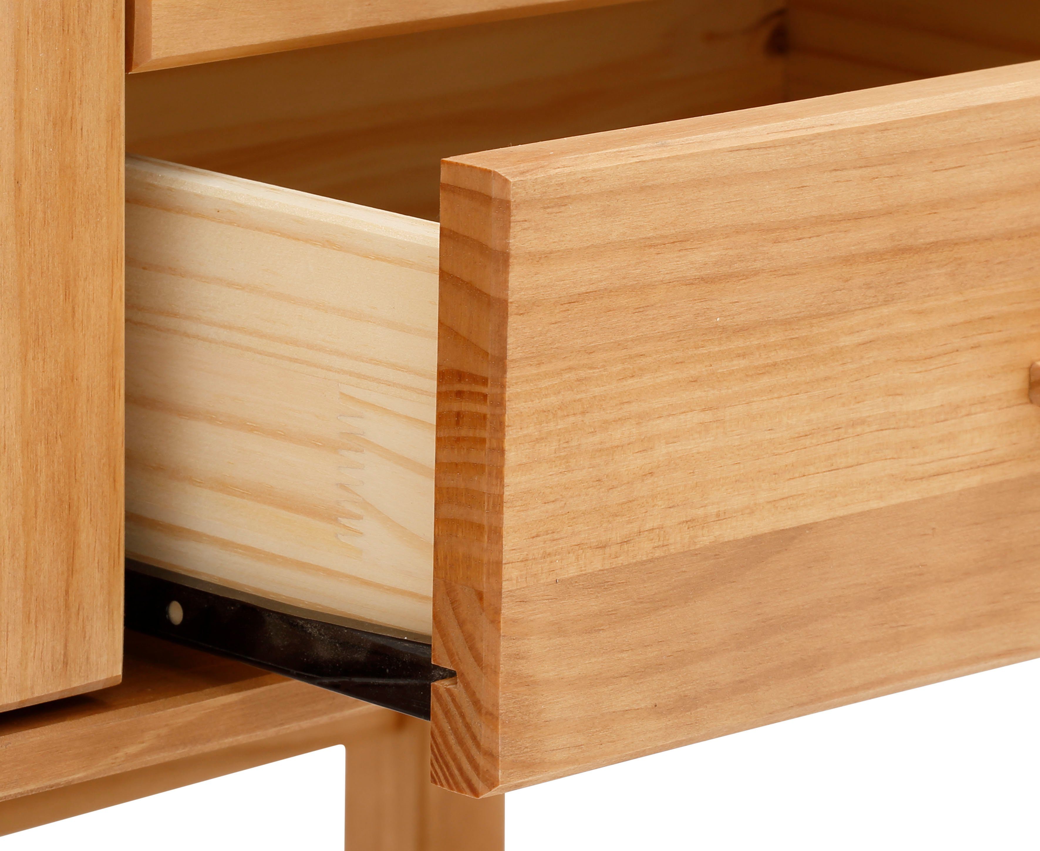 Home affaire Highboard, mit Rattangeflecht auf den Türfronten, Massivholz, zwei Farbvarianten