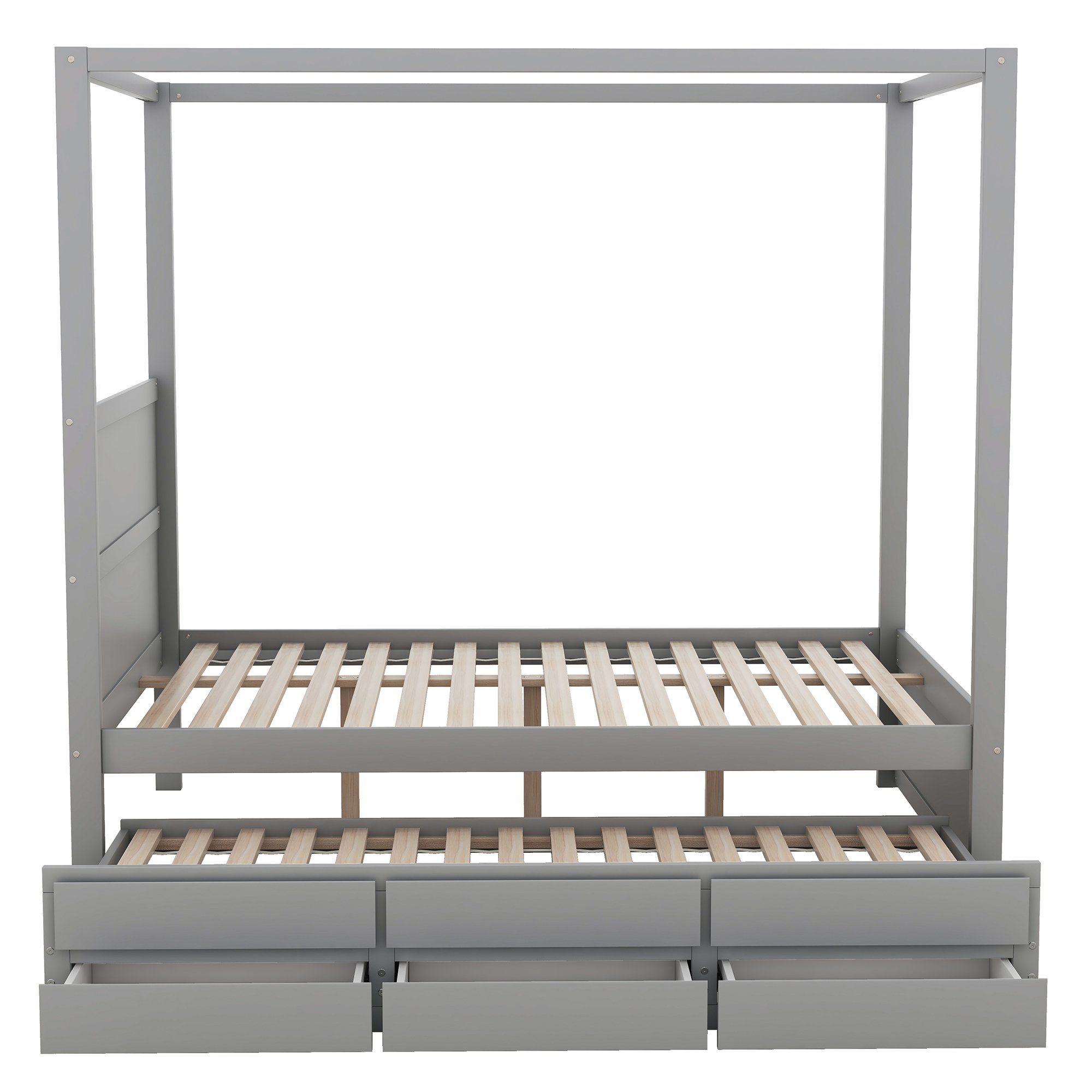 Gotagee Himmelbett Himmelbett Ausziehbarem Einzelbett 3 Ablagefächern 140x200 Doppelbett
