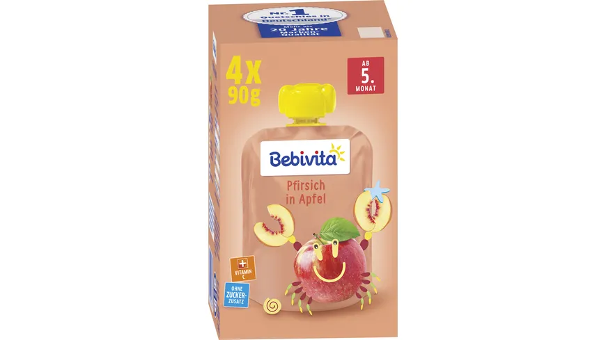 Bebivita Baby Quetschbeutel Pfirsich in Apfel 360 g