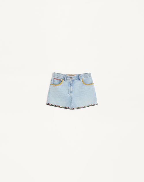 Geborduurde denim shorts