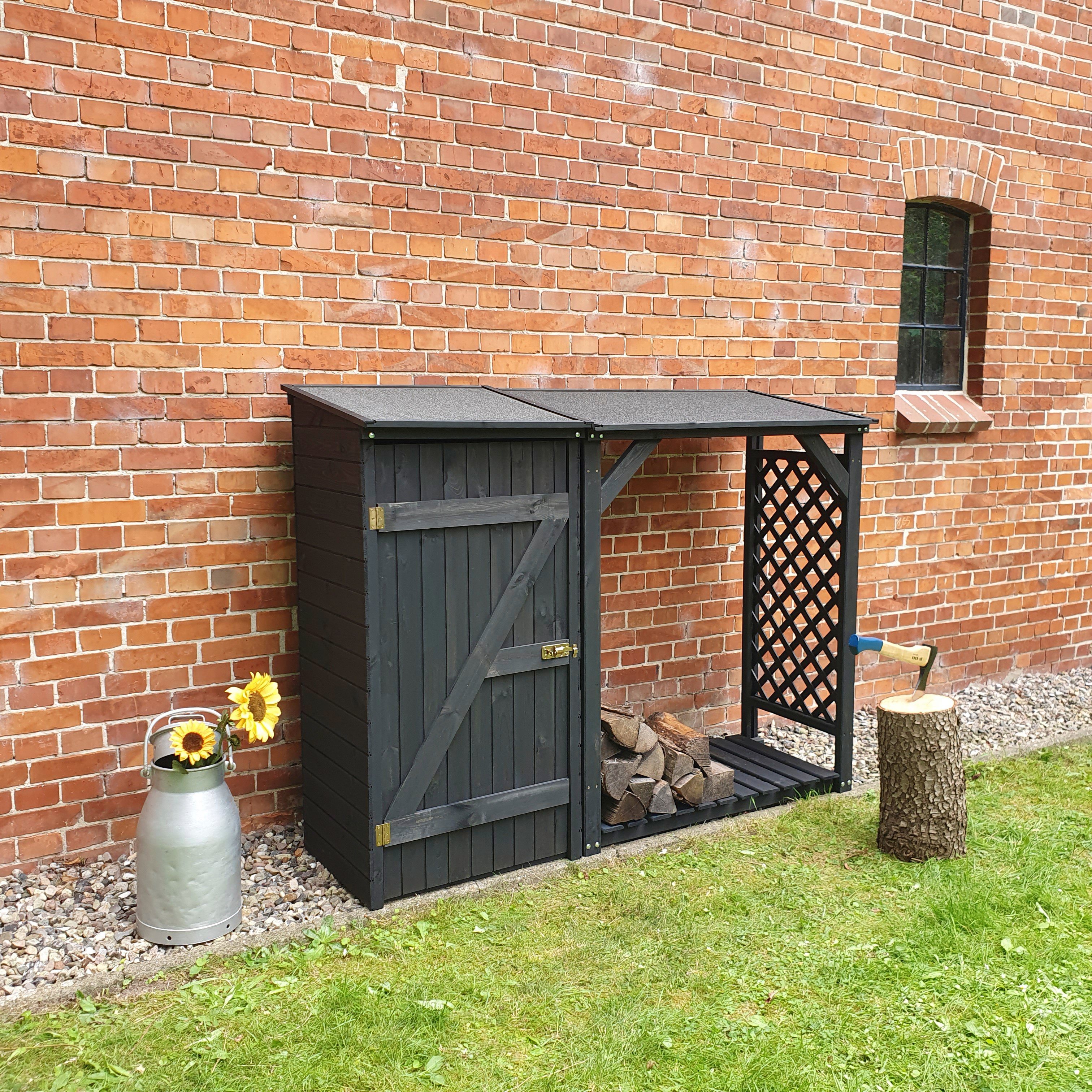 promadino Kaminholzregal Speyer, BxTxH:192x68x148 cm, mit Geräteschrank