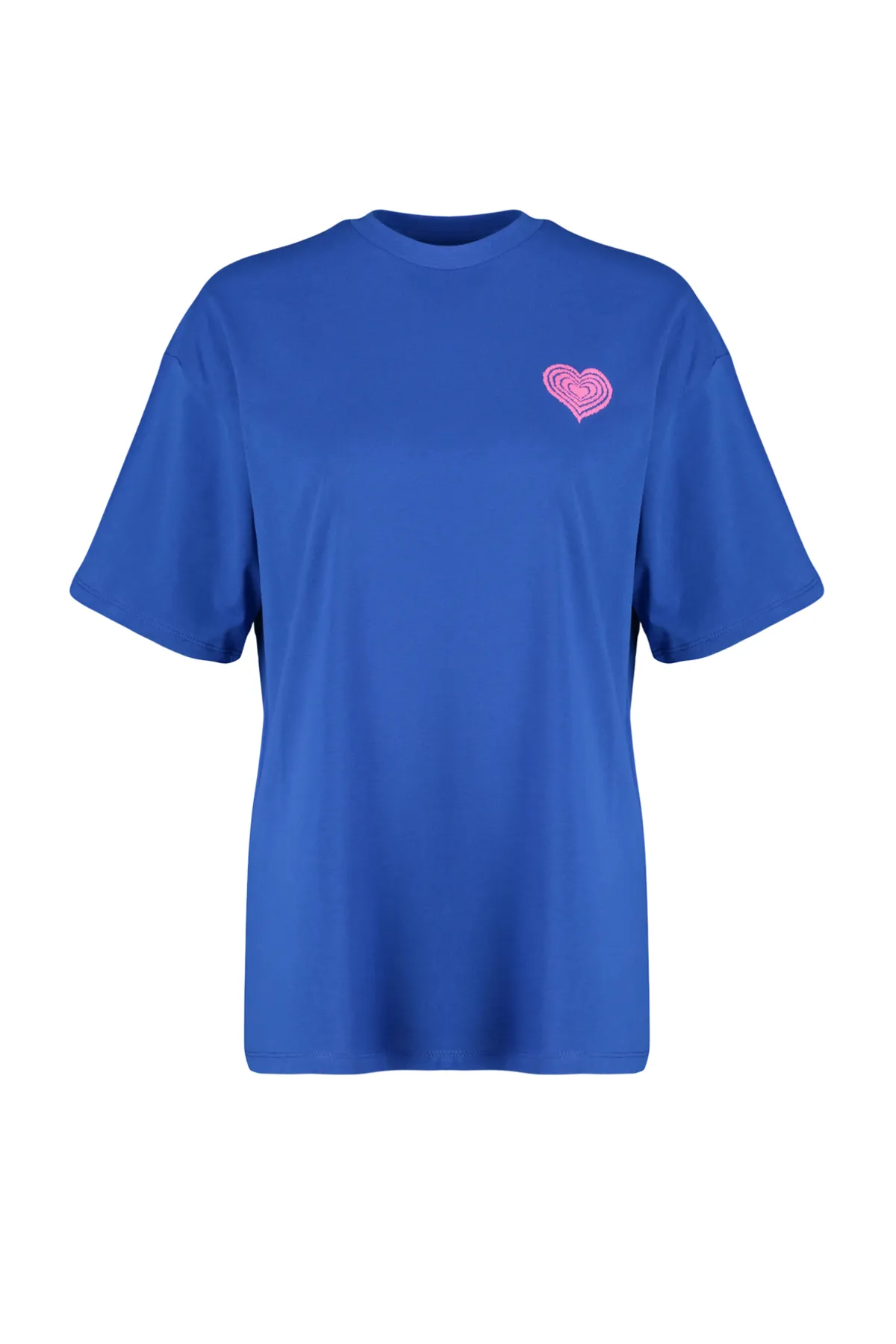 Trendyol Collection  Saks Strick-T-Shirt aus 100 % Baumwolle mit Prägung auf der Vorder- und Rückseite in Übergröße/weitem Muster TWOSS23TS00355