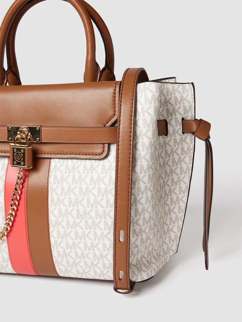 Handtasche mit Kontrastbesatz in koralle