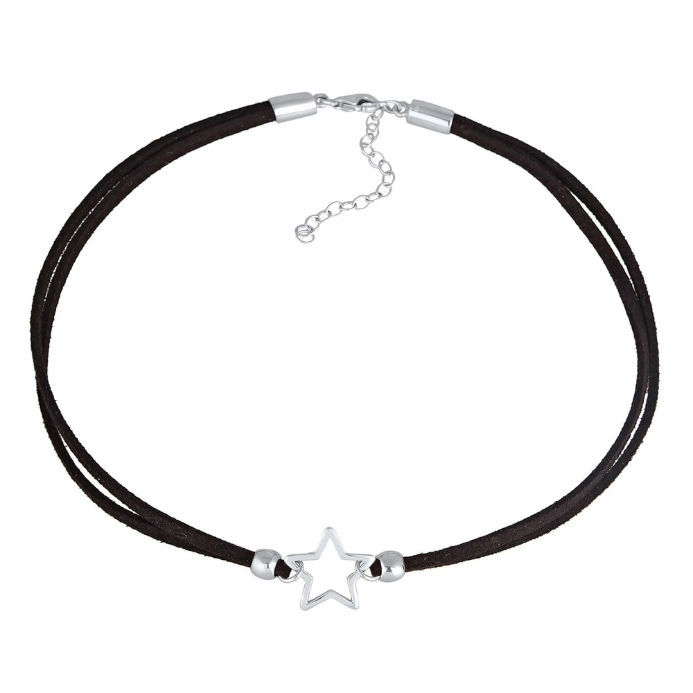 Elli Elli Collier Femmes Choker pendentif étoile avec imitation cuir en argent sterlin collier