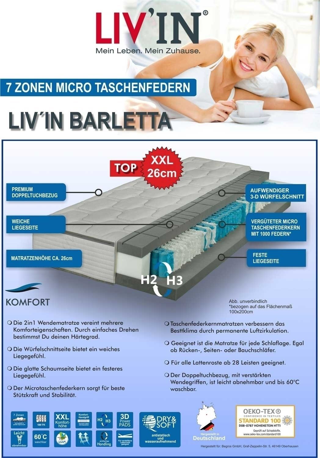 Taschenfederkernmatratze, 26,00 cm hoch