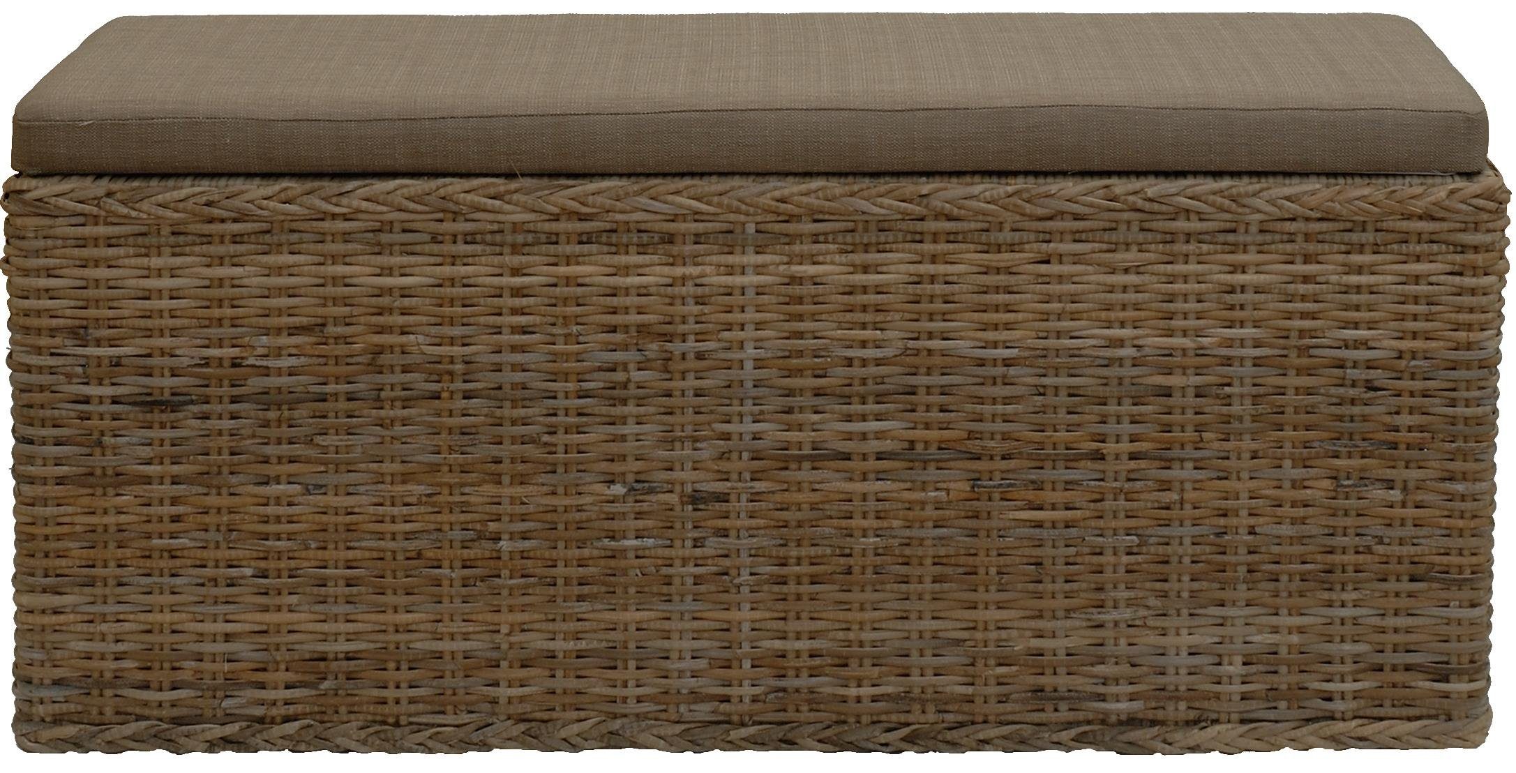 Krines Home Wäschetruhe Breite Sitzbank mit Stauraum Sitztruhe Natur-Rattan Wäschekorb Flur, Sitzbank mit Stauraum