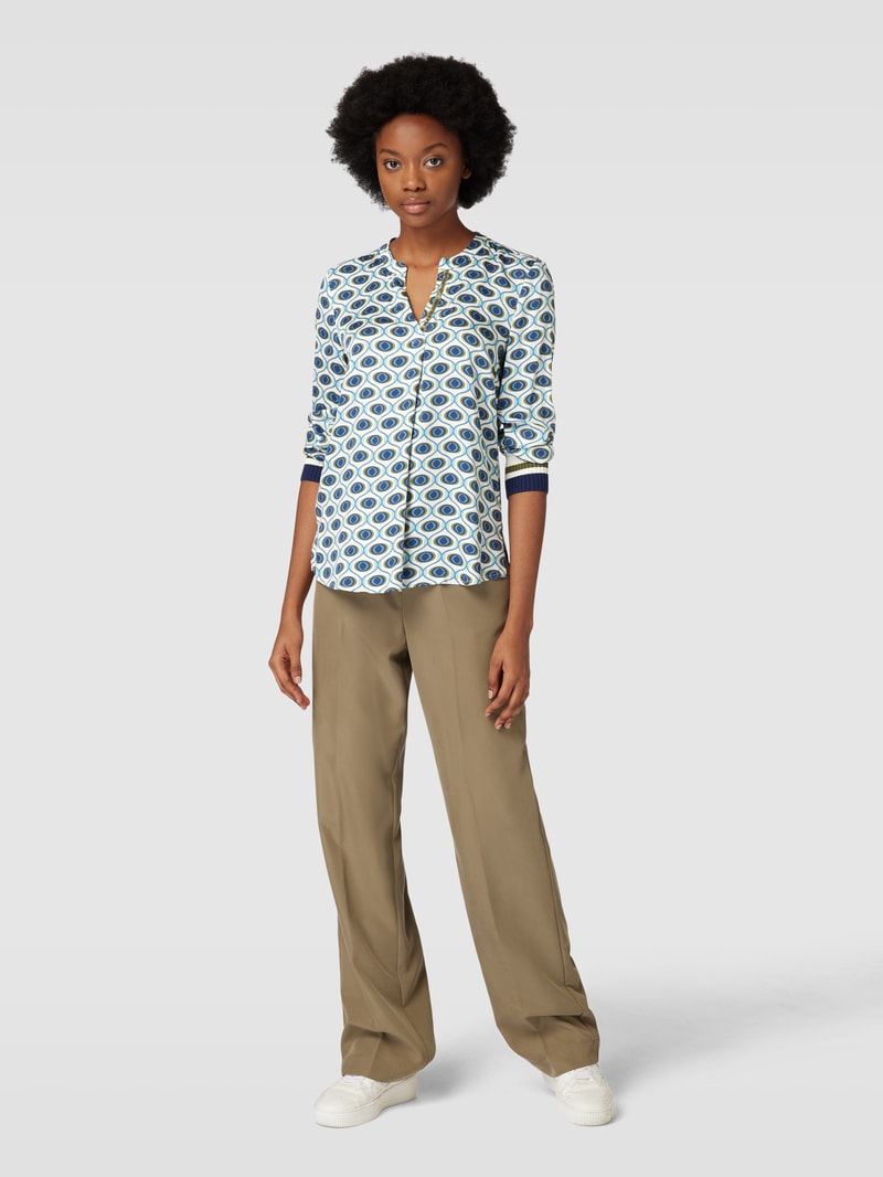 Bluse mit Allover-Muster in petrol