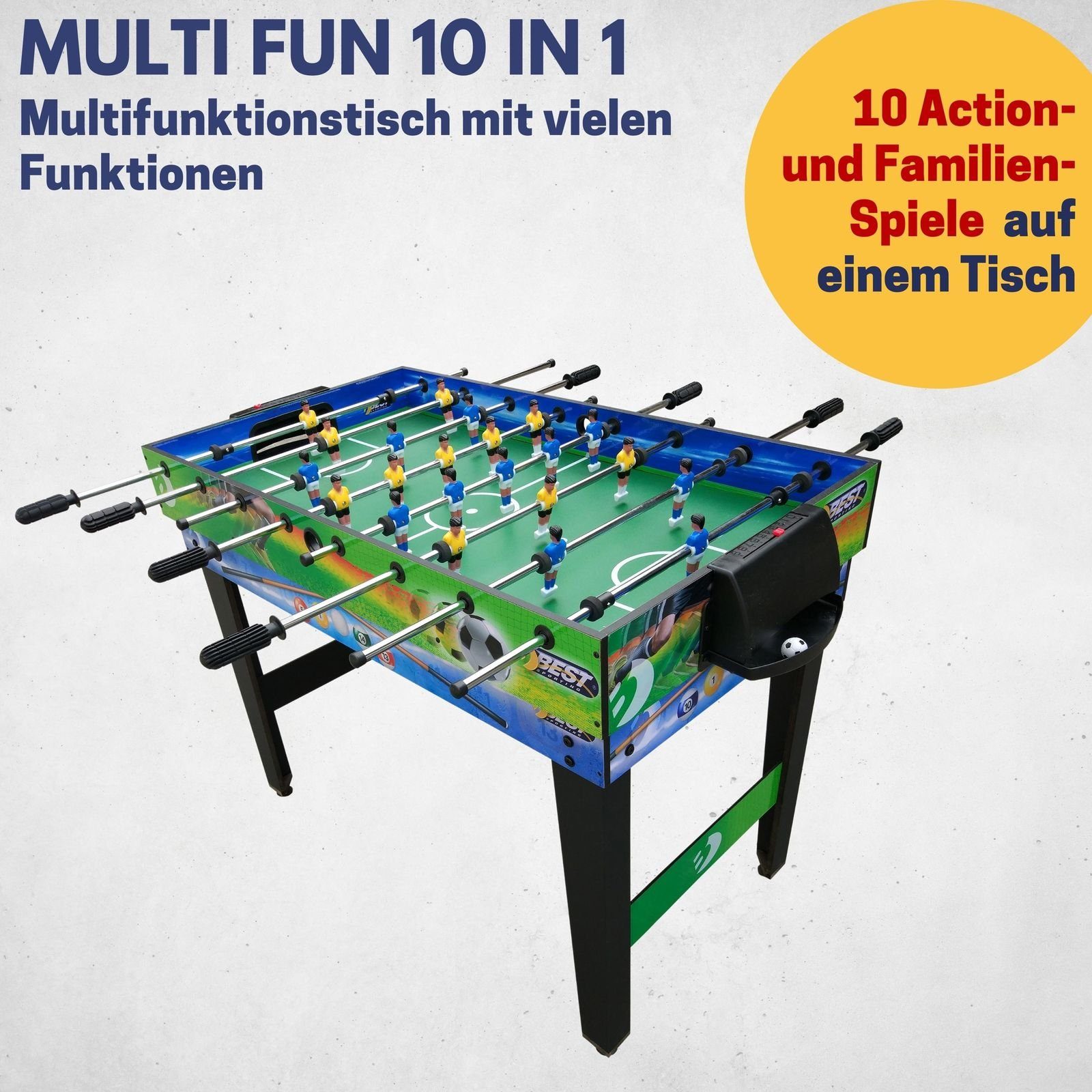 Best Sporting Multifunktionstisch Kinder 10 in 1 - Multi Kickertisch Kinder mit 10 Spielen